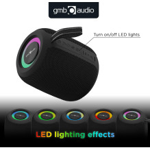 Nešiojamas garsiakalbis, GEMBIRD, juodas, nešiojamas / belaidis, Bluetooth, SPK-BT-LED-05-BK