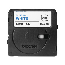 OEM juostelė BROTHER BTAG-233 12mm Mėlyna ant Baltos