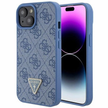 Guess GUHCP15SP4TDPB iPhone 15 6.1" blue / blue hardcase Leather 4G Triangle Strass