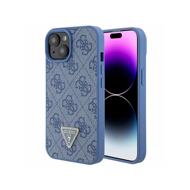 Guess GUHCP15SP4TDPB iPhone 15 6.1" blue / blue hardcase Leather 4G Triangle Strass