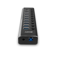 USB Hub - LINDY 10 Port USB 3.0 Hub with Power Switches, 5 Gbps, Aluminum Alloy