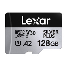 Set of 2 Lexar High-Performance Silver Plus microSDXC 2x128GB memory cards + adapter