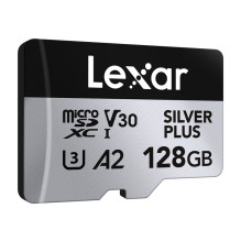 Set of 2 Lexar High-Performance Silver Plus microSDXC 2x128GB memory cards + adapter