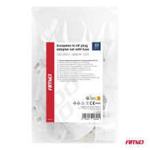 Zestaw adapterów podróżnych z bezpiecznikiem EU UK 13A 250V 10szt. AMIO-04858