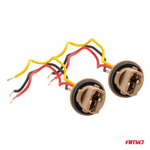 Oprawa gniazdo żarówki T20 LED 12V W21 / 5W WY21 / 5W W3x16q 7443 2szt. AMIO-04834