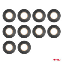 Taśmy izolacyjne PVC zestaw 10szt. czarne 19mm x 20m x 0.13mm AMIO-04844