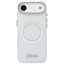 „Guess IML Script Metal MagSafe“ dėklas, skirtas „iPhone Air“ – skaidrus