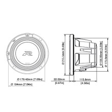 ALPINE R2-W8D4 žemų dažnių garsiakalbis 350W RMS 4 + 4 omai 20cm