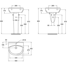 Washbasin Vidima Ulysse, 43 cm x 50 cm x 17 cm