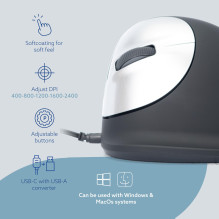 MOUSE USB OPTICAL BREAK / L. BLACK RGOHELELA R-GO TOOLS