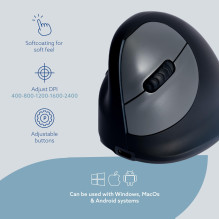 MOUSE USB OPTICAL WRL / LEFT BLACK RGOHEWLL R-GO ĮRANKIAI