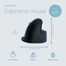 MOUSE USB OPTICAL WRL / LEFT BLACK RGOHEWLL R-GO ĮRANKIAI