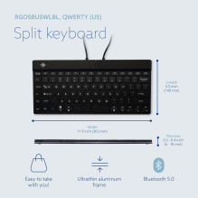 KEYBOARD WRL COMPACT BREAK / JUODOS RGOSBUSWLBL R-GO ĮRANKIAI
