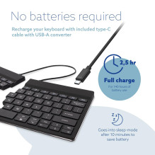 KEYBOARD WRL COMPACT BREAK / JUODOS RGOSBUSWLBL R-GO ĮRANKIAI