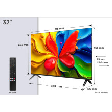 TV Set, TCL, 32 ", HD, 1366 x 768 pixels, Flat, 16:9, QLED, 32V4C