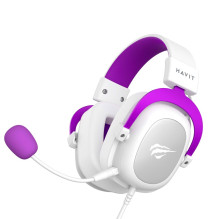 Gaming Headset - Havit H2002d 20-20,000 Hz 110 dB Resistant Cable Boom Microphone White / Purple Gaming Headset - Havit H2002d 20-20,000 Hz 110 dB Resistant Cable Boom Microphone White / Purple