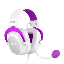 Gaming Headset - Havit H2002d 20-20,000 Hz 110 dB Resistant Cable Boom Microphone White / Purple Gaming Headset - Havit H2002d 20-20,000 Hz 110 dB Resistant Cable Boom Microphone White / Purple