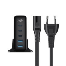 Pakrovėjas - Havit UCLE004 140W GaN 5-Port Travel EU Black Pakrovėjas - Havit UCLE004 140W GaN 5-Port Travel EU Black