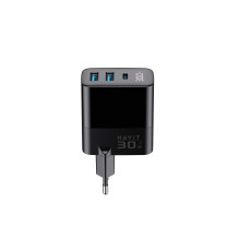 Pakrovėjas - Havit UCLE001 30W GaN 3-Port USB Type-C / A Juodas Pakrovėjas - Havit UCLE001 30W GaN 3-Port USB Type-C / A Juodas