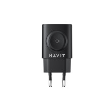 Charger - Havit UC132 GaN 22W Dual Port USB Charger with Wireless Charging Black Charger - Havit UC132 GaN 22W Dual Port USB Charger with Wireless Charging Black