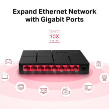 Switch, MERCUSYS, MS108G, Desktop / pedestal, 8x10Base-T / 100Base-TX / 1000Base-T, MS108G