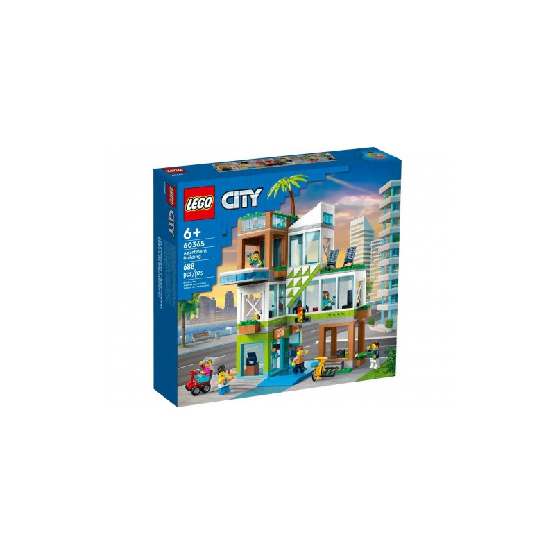Žaislų Statybos Rinkinys - Lego 60365 City Apartment Building 688 Pieces With Mini Figures, Road Plate, Multi-Color
