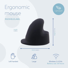 MOUSE USB OPTICAL WRL / L. BLK RGOHELELAWL R-GO TOOLS