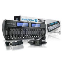 NC-1600 profesionāls lādētājs 16x Ni-MH (AA, AAA), neatkarīgi kanāli, LCD, 12V / 220V