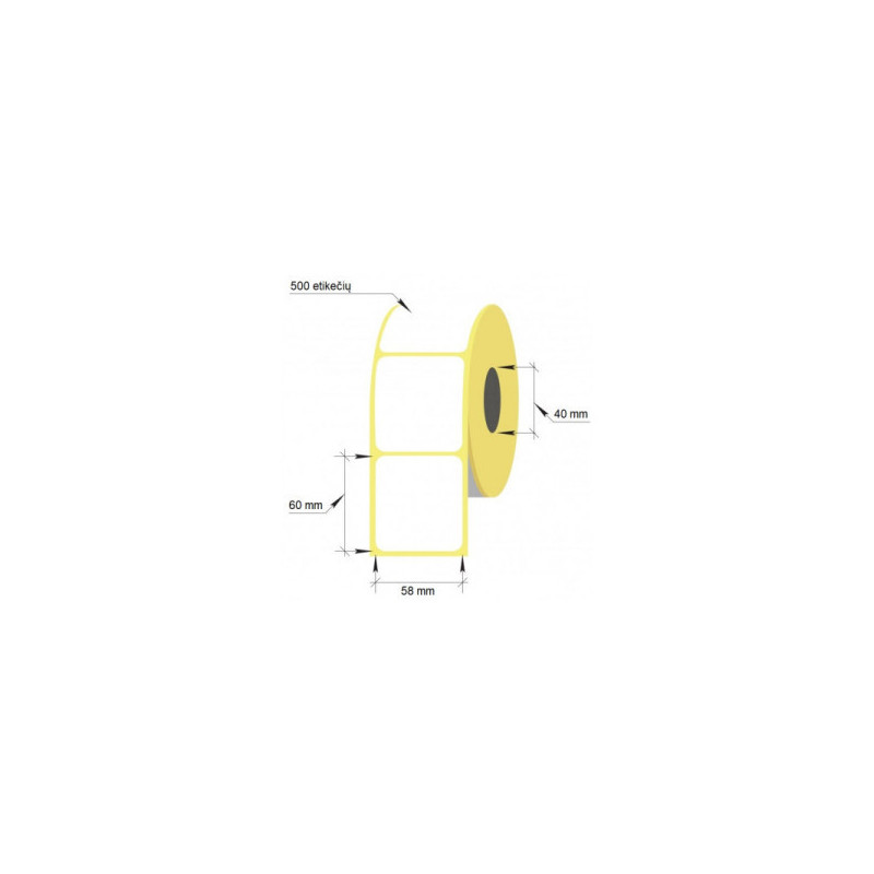 Lipnios termo etiketės 58x60mm. 500 vnt