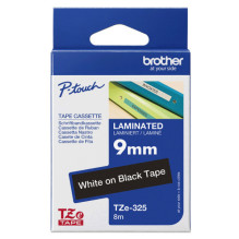 OEM Brother TZe-325 White on Black, 9 mm x 8m