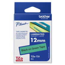 OEM Brother TZe-731 12 Black ON GREEN