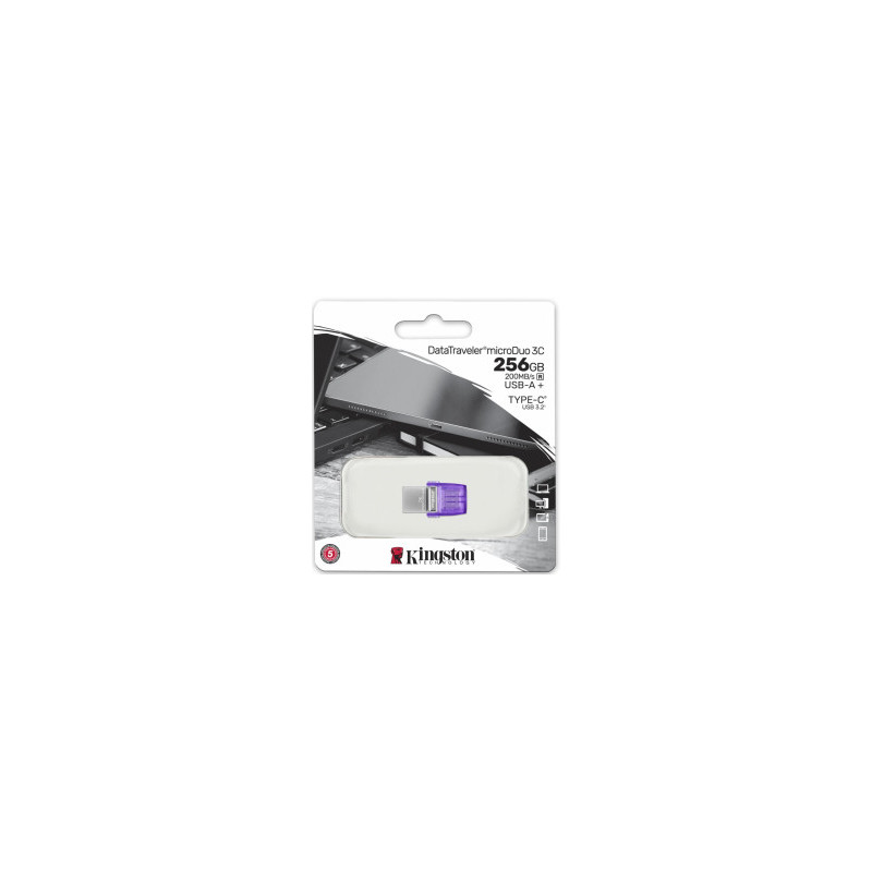 Flash memory Kingston DataTraveler microDuo 3C 256GB USB Type-A + USB Type-C