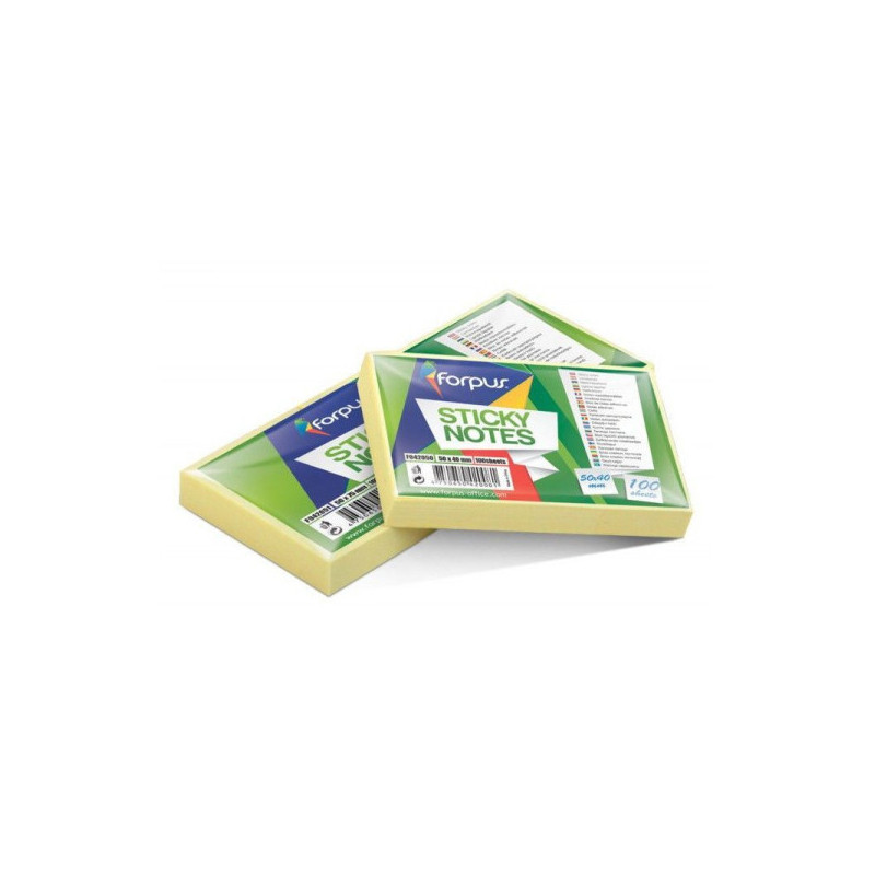 Sticky notes Forpus, 40x50mm, yellow (3x100)