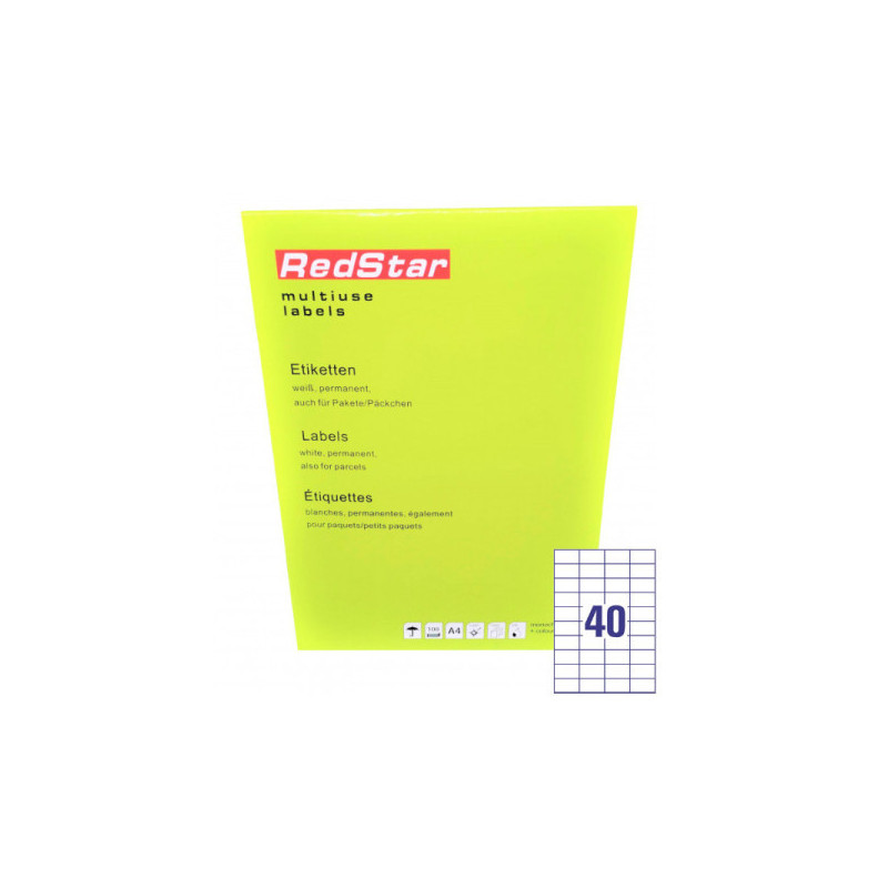 RedStar Adhesive Paper A4, 40 labels, 100 sheets