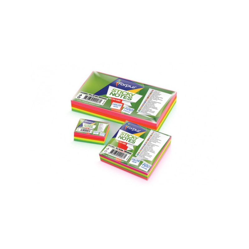 Sticky notes Forpus 75x75mm, 100l MIX