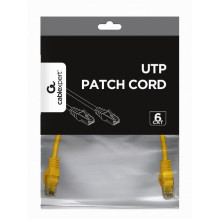 PATCH CABLE CAT6 UTP 0.25M / YELLOW PP6U-0.25M / Y GEMBIRD