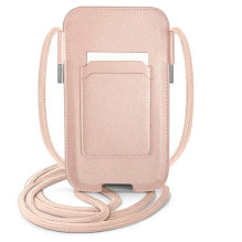 Guess Saffiano Strap 6.7" Phone Bag - Pink