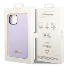 Guess Silicone Vintage Gold Logo Case for iPhone 14 / 15 Plus - Purple