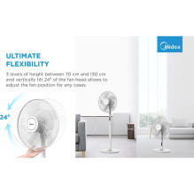 Stand fan, 48W, 40cm, 8 Speeds, 8H timer, LED display, electric control with remote, 3-in-1: Stand / Table / Table+Stand