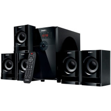 Garsiakalbiai SVEN HT-201, juodi (80W, Bluetooth, FM, USB / SD, ekranas, RC blokas)