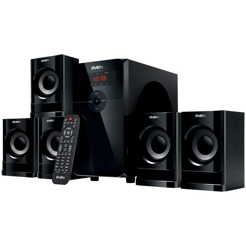 Speakers SVEN HT-201, black (80W, Bluetooth, FM, USB / SD, Display, RC unit)