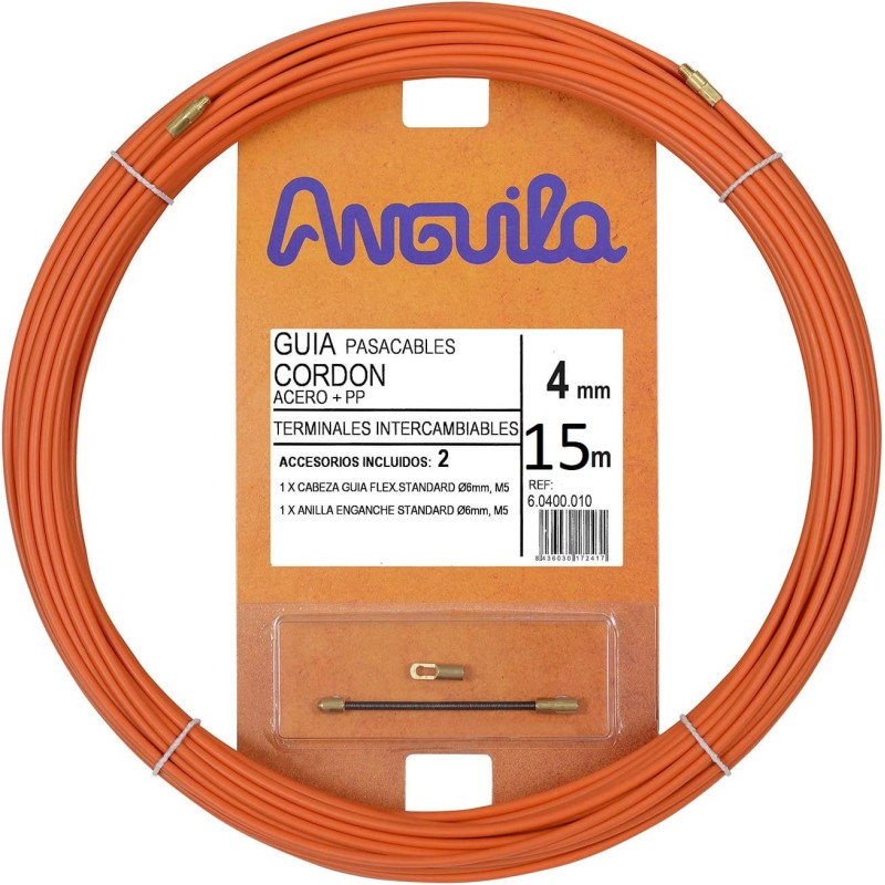 Kabelio pratraukėjas (15m, 4mm, oranžinis, plieninis)