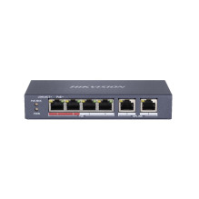 6 prievadų, 4 PoE prievadų komutatorius Hikvision DS-3E0106P-E / M