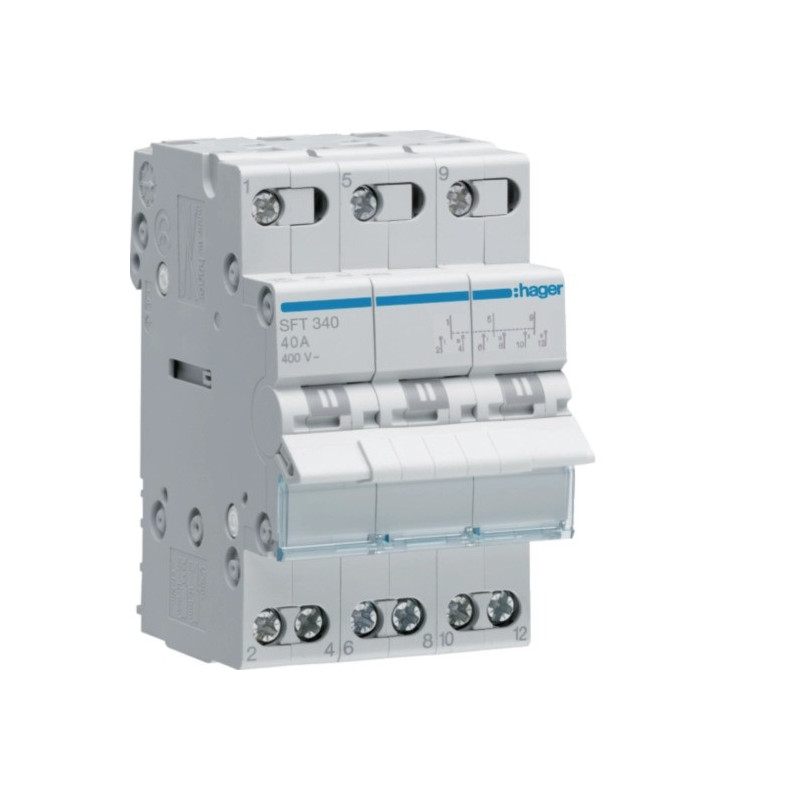 Modulinis jungiklis Hager SFT340 (3P, 40A, AC, 3 padėčių, 230V)