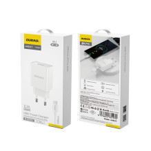 Dudao A4EU USB-A 2.1A sieninis įkroviklis - baltas + USB-A - USB-C laidas