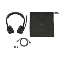 Headphones - Logitech Zone 305 Wireless Headphones, Noise Cancelling Microphone, 20H Battery Life, Black