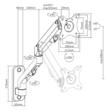 Screen Mount - Gembird MA-WA1-02 Adjustable Wall Mount Monitor Arm, 17'-27', Up to 7 Kg Screen Mount - Gembird MA-WA1-02 Adjustable Wall Mount Monitor Arm, 17'-27', Up to 7 Kg