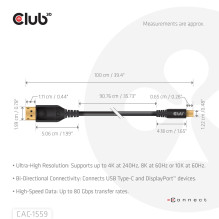 USB-C KABELIS Į DP 1M / M / M CAC-1559 CLUB3D
