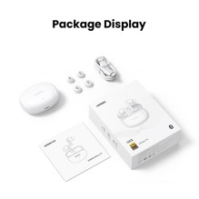 Ugreen HiTune T6 belaidės ausinės su ANC funkcija + USB-A - USB-C laidas - baltas