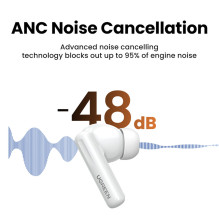 Ugreen HiTune T6 belaidės ausinės su ANC funkcija + USB-A - USB-C laidas - baltas